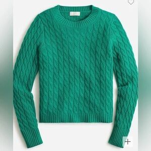 J. Crew Women's Cashmere Green Cable Knit Sweater Small